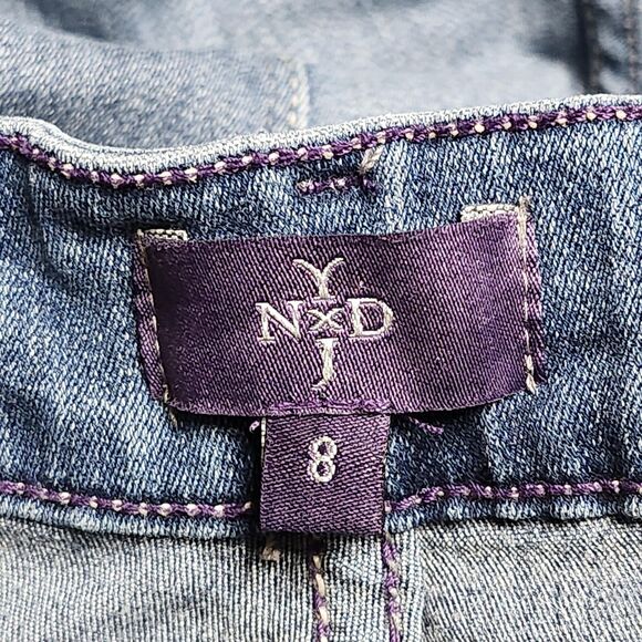 NYDJ Jeans Womens 8 Blue Ankle Crop Cuffed Straight Leg Lift Tuck Made in USA - Picture 10 of 14